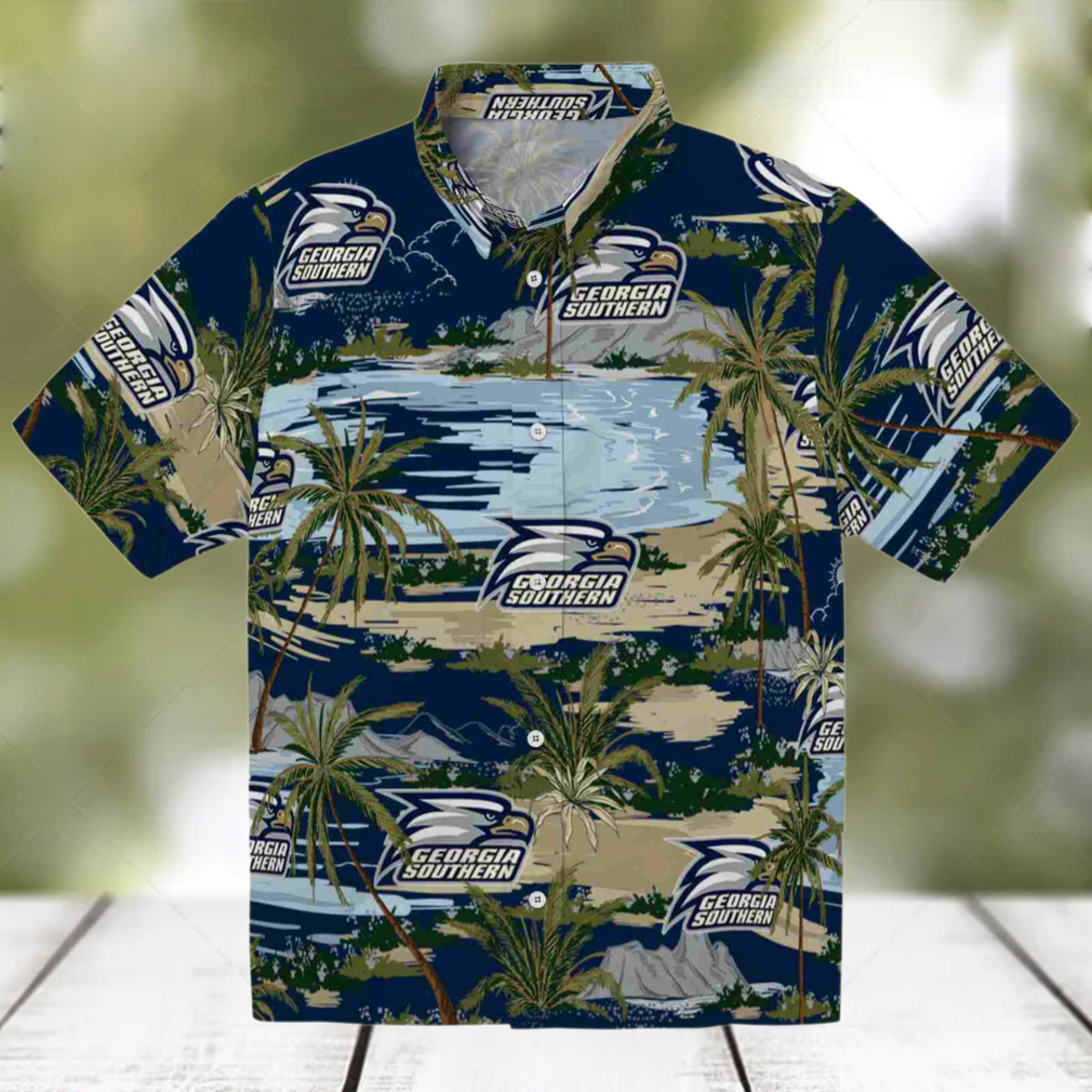 Georgia Southern Eagles Palm Horizon Blue Hawaiian Shirt Georgia Southern Eagles Palm Horizon Blue Hawaiian Shirt