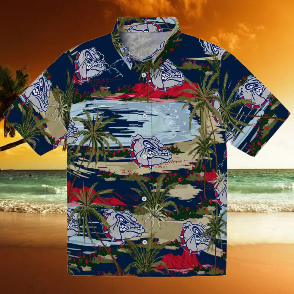 Gonzaga Bulldogs Palm Horizon Blue Hawaiian Shirt Gonzaga Bulldogs Palm Horizon Blue Hawaiian Shirt