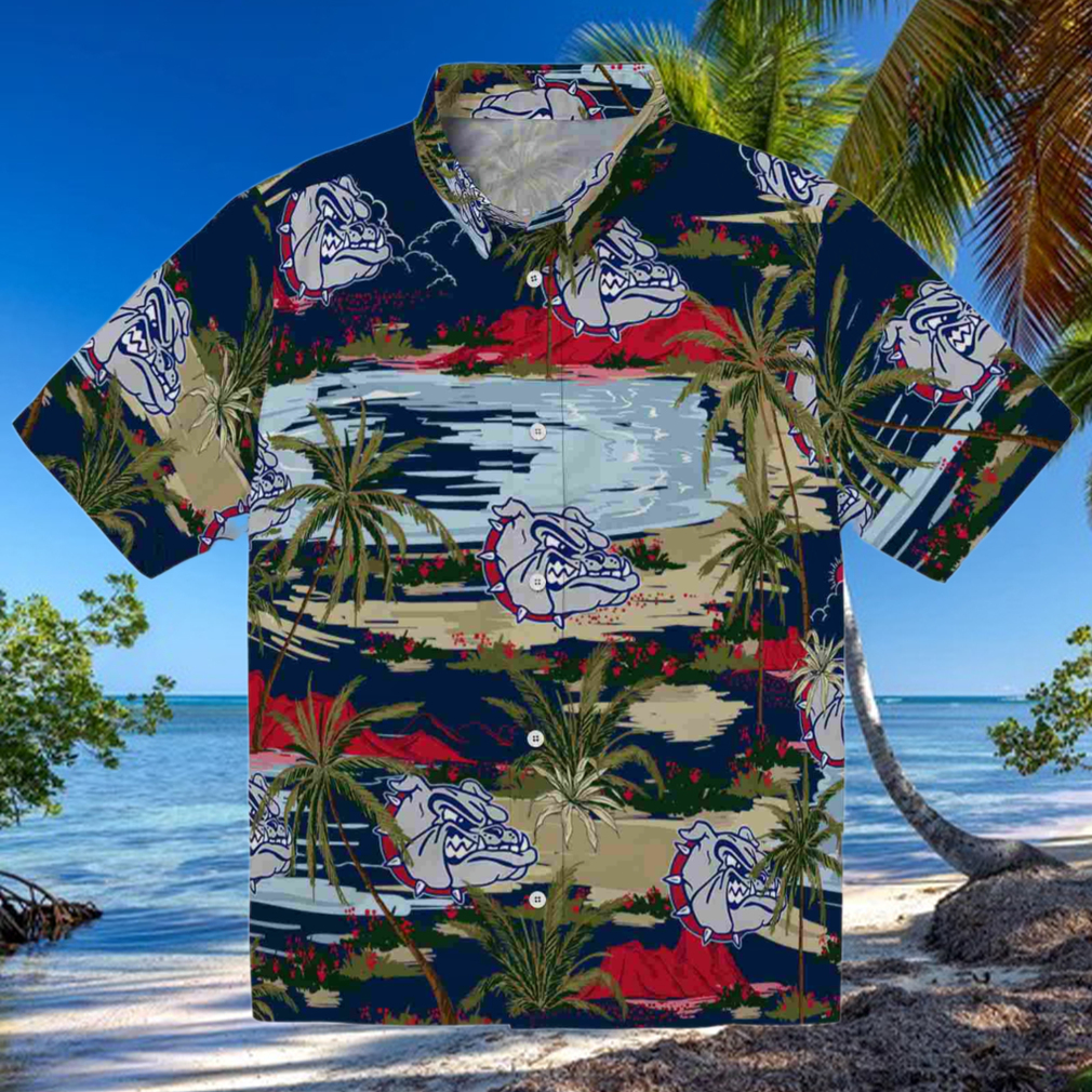 Gonzaga Bulldogs Palm Horizon Blue Hawaiian Shirt Gonzaga Bulldogs Palm Horizon Blue Hawaiian Shirt