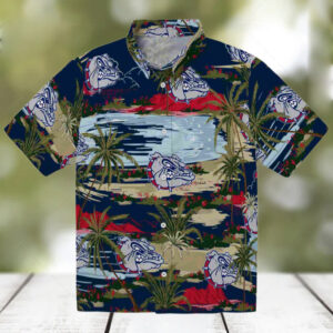 Gonzaga Bulldogs Palm Horizon Blue Hawaiian Shirt