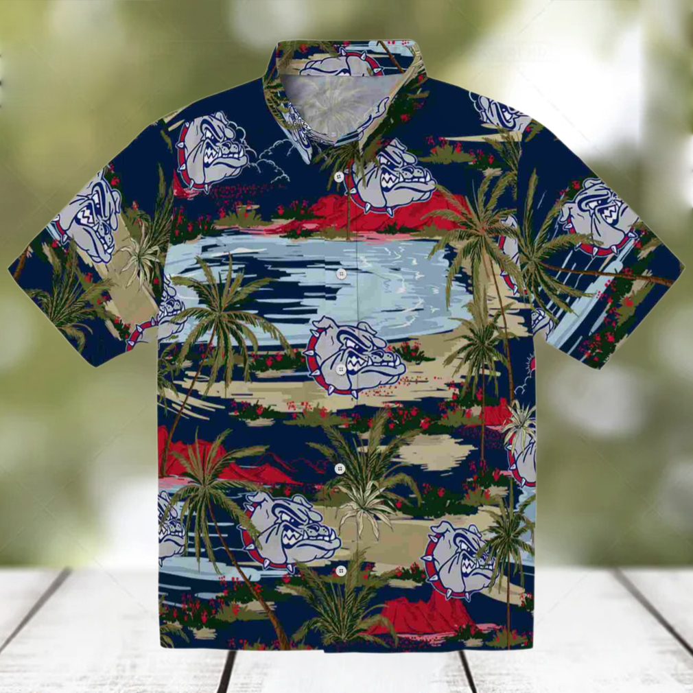Gonzaga Bulldogs Palm Horizon Blue Hawaiian Shirt Gonzaga Bulldogs Palm Horizon Blue Hawaiian Shirt