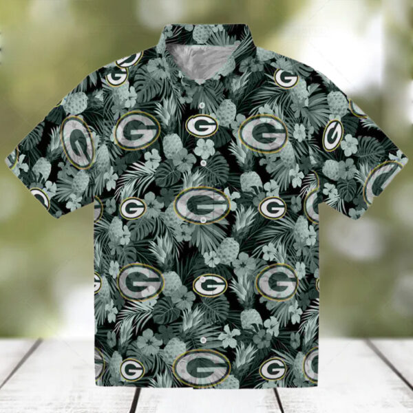 Green Bay Packers Floral Pineapple Green Hawaiian Shirt