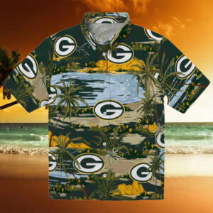 Green Bay Packers Palm Horizon Green Hawaiian Shirt