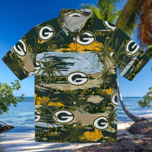Green Bay Packers Palm Horizon Green Hawaiian Shirt