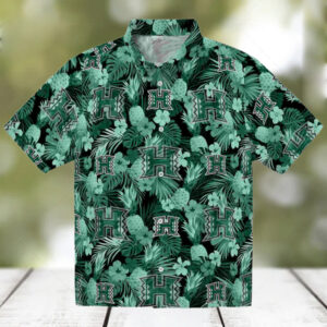 Hawaii Rainbow Warriors Floral Pineapple Green Hawaiian Shirt