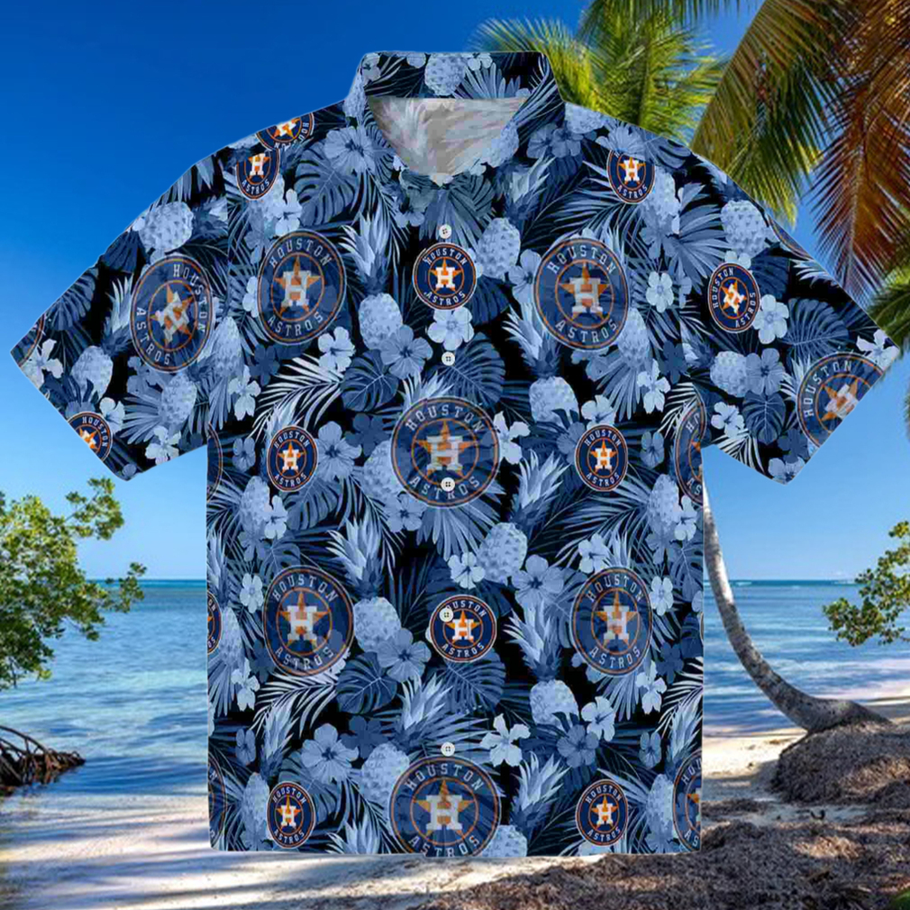 Houston Astros Floral Pineapple Blue Hawaiian Shirt Houston Astros Floral Pineapple Blue Hawaiian Shirt