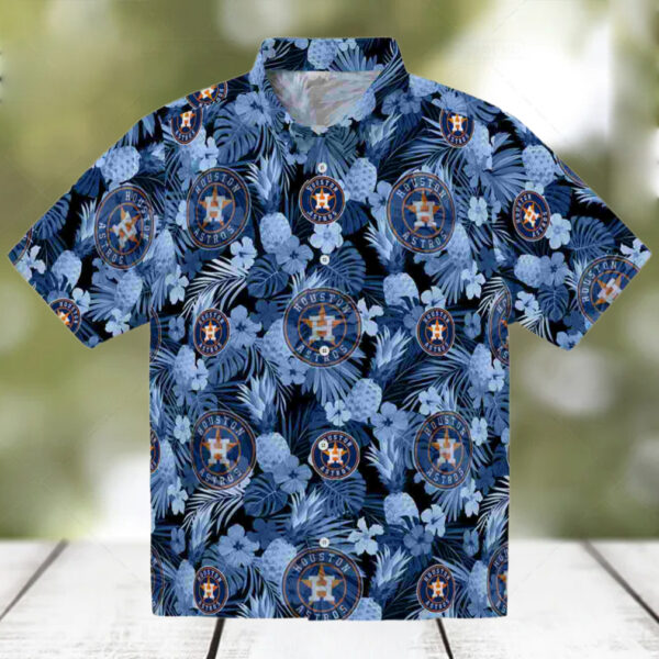 Houston Astros Floral Pineapple Blue Hawaiian Shirt