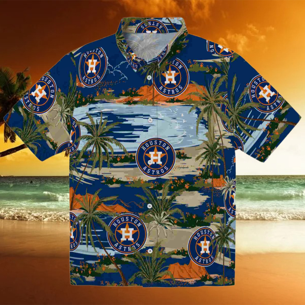 Houston Astros Palm Horizon Blue Hawaiian Shirt Houston Astros Palm Horizon Blue Hawaiian Shirt