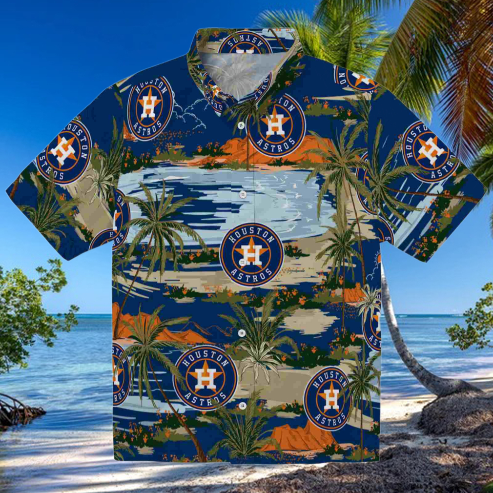 Houston Astros Palm Horizon Blue Hawaiian Shirt Houston Astros Palm Horizon Blue Hawaiian Shirt