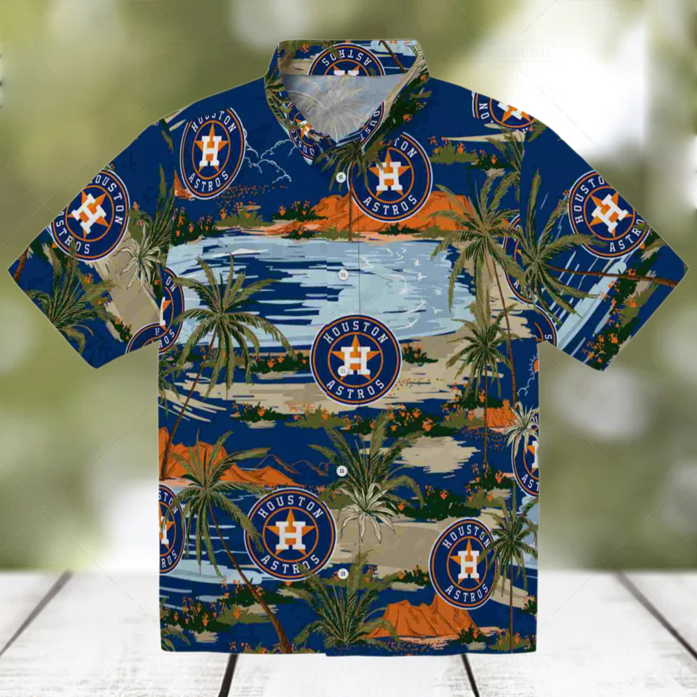 Houston Astros Palm Horizon Blue Hawaiian Shirt Houston Astros Palm Horizon Blue Hawaiian Shirt