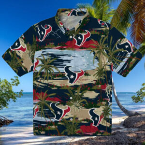 Houston Texans Palm Horizon Blue Hawaiian Shirt