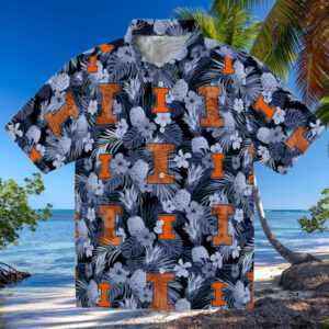 Illinois Fighting Illini Floral Pineapple Blue Hawaiian Shirt