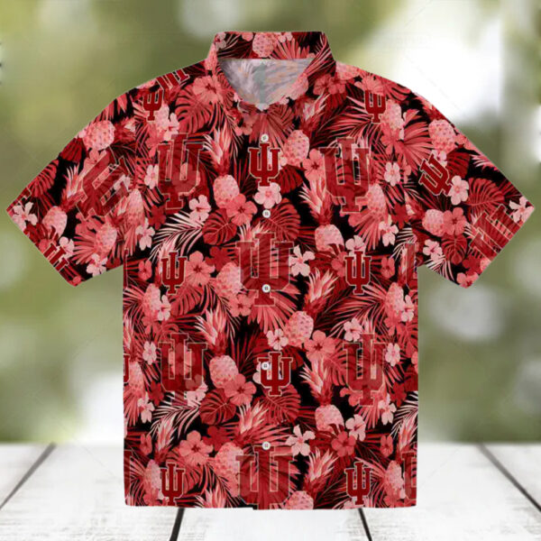 Indiana Hoosiers Floral Pineapple Red Hawaiian Shirt