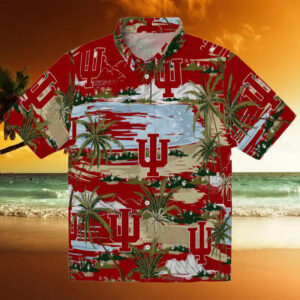 Indiana Hoosiers Palm Horizon Red Hawaiian Shirt