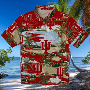 Indiana Hoosiers Palm Horizon Red Hawaiian Shirt