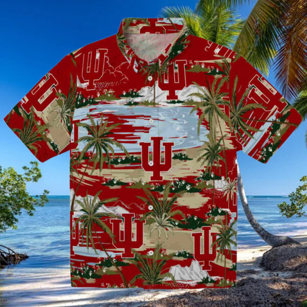 Indiana Hoosiers Palm Horizon Red Hawaiian Shirt