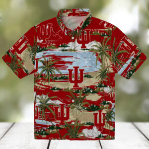 Indiana Hoosiers Palm Horizon Red Hawaiian Shirt