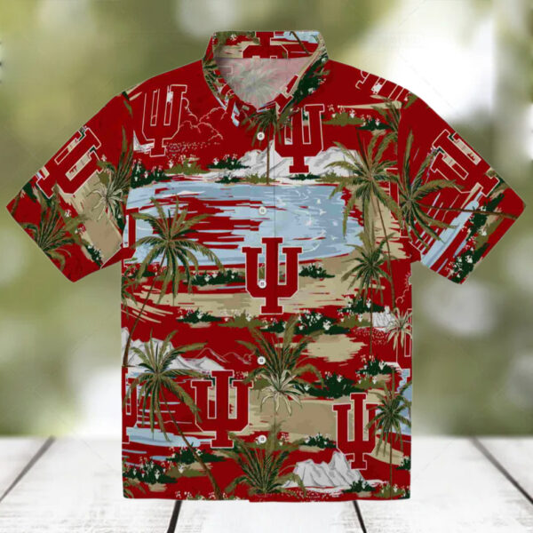 Indiana Hoosiers Palm Horizon Red Hawaiian Shirt