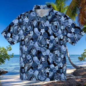 Indianapolis Colts Floral Pineapple Blue Hawaiian Shirt