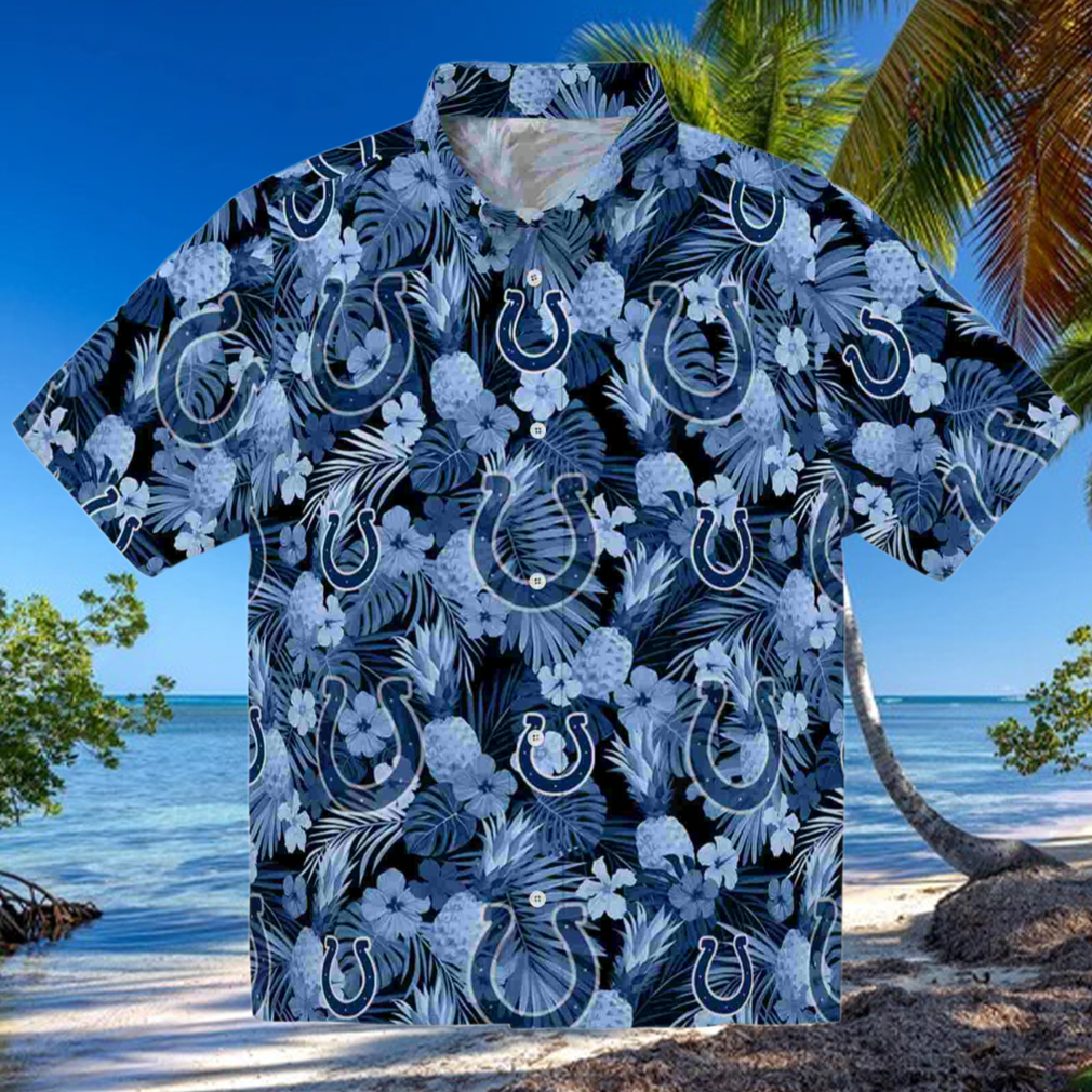 Indianapolis Colts Floral Pineapple Blue Hawaiian Shirt Indianapolis Colts Floral Pineapple Blue Hawaiian Shirt