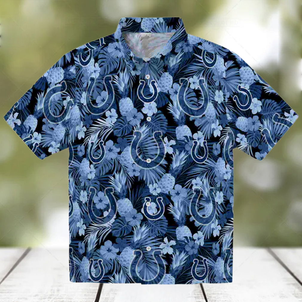 Indianapolis Colts Floral Pineapple Blue Hawaiian Shirt Indianapolis Colts Floral Pineapple Blue Hawaiian Shirt