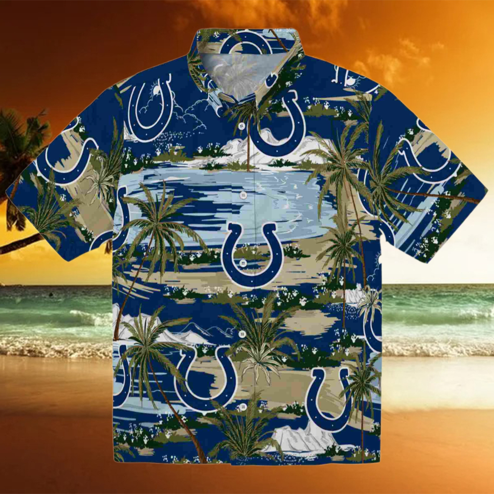 Indianapolis Colts Palm Horizon Blue Hawaiian Shirt Indianapolis Colts Palm Horizon Blue Hawaiian Shirt