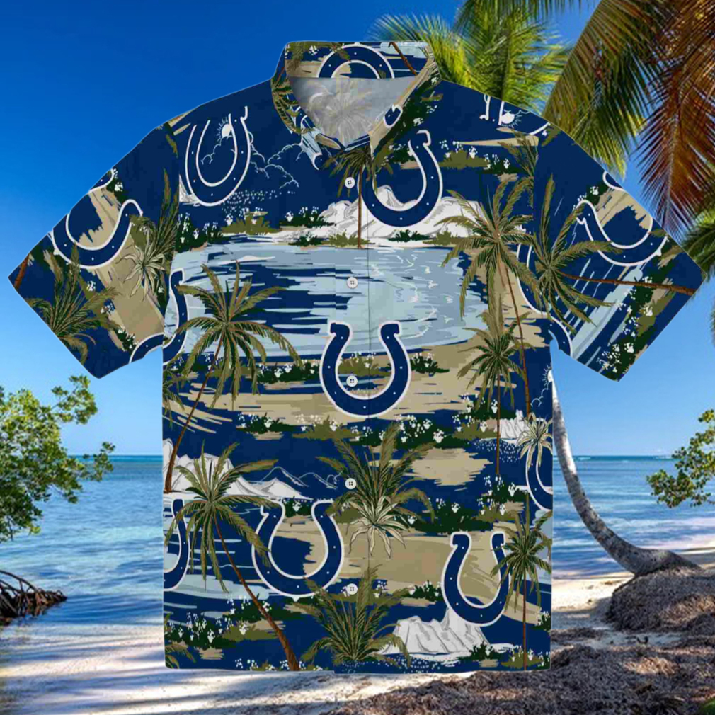 Indianapolis Colts Palm Horizon Blue Hawaiian Shirt Indianapolis Colts Palm Horizon Blue Hawaiian Shirt