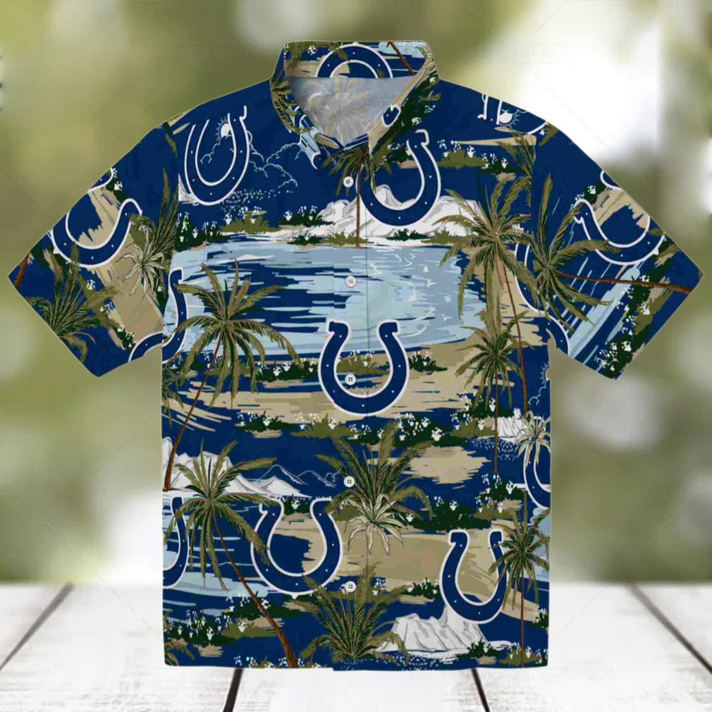 Indianapolis Colts Palm Horizon Blue Hawaiian Shirt Indianapolis Colts Palm Horizon Blue Hawaiian Shirt