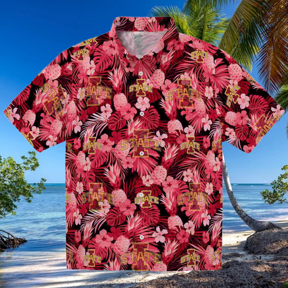 Iowa State Cyclones Floral Pineapple Red Hawaiian Shirt Iowa State Cyclones Floral Pineapple Red Hawaiian Shirt