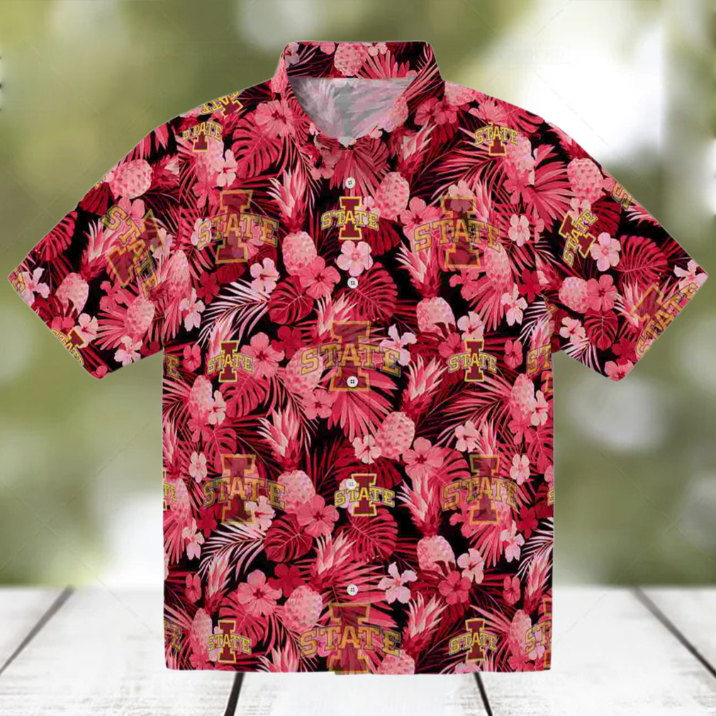 Iowa State Cyclones Floral Pineapple Red Hawaiian Shirt Iowa State Cyclones Floral Pineapple Red Hawaiian Shirt