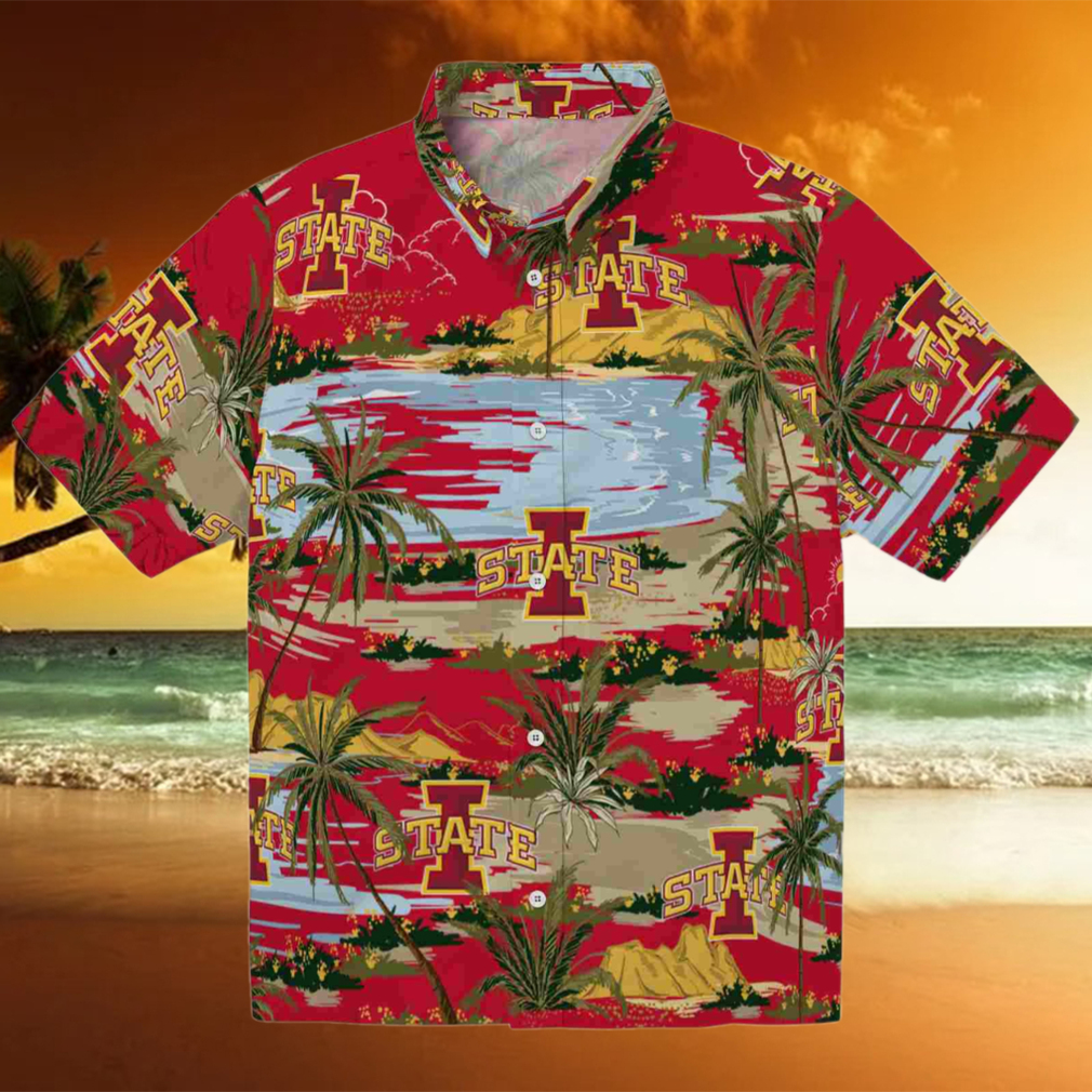 Iowa State Cyclones Palm Horizon Red Hawaiian Shirt Iowa State Cyclones Palm Horizon Red Hawaiian Shirt