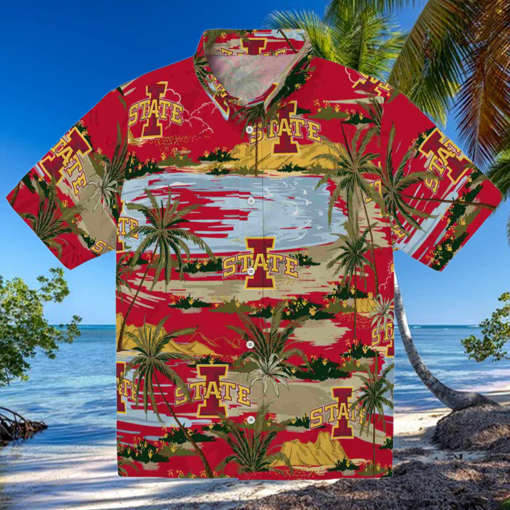 Iowa State Cyclones Palm Horizon Red Hawaiian Shirt Iowa State Cyclones Palm Horizon Red Hawaiian Shirt