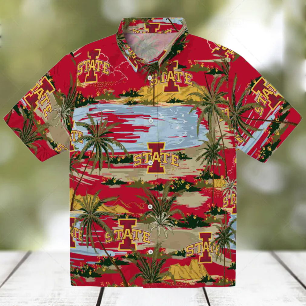 Iowa State Cyclones Palm Horizon Red Hawaiian Shirt Iowa State Cyclones Palm Horizon Red Hawaiian Shirt