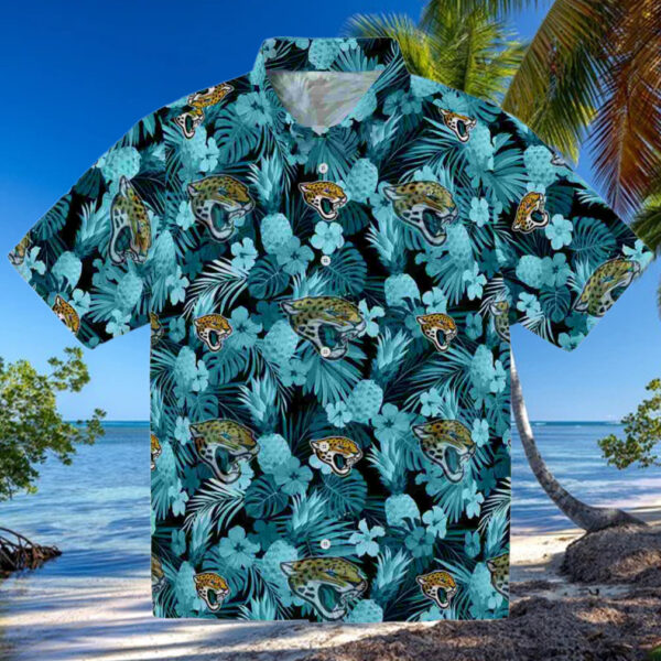 Jacksonville Jaguars Floral Pineapple Teal Hawaiian Shirt
