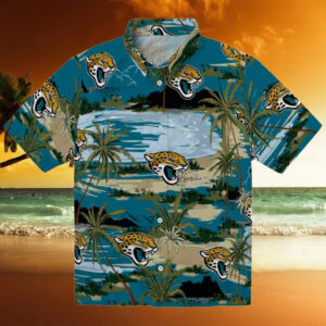 Jacksonville Jaguars Palm Horizon Teal Hawaiian Shirt