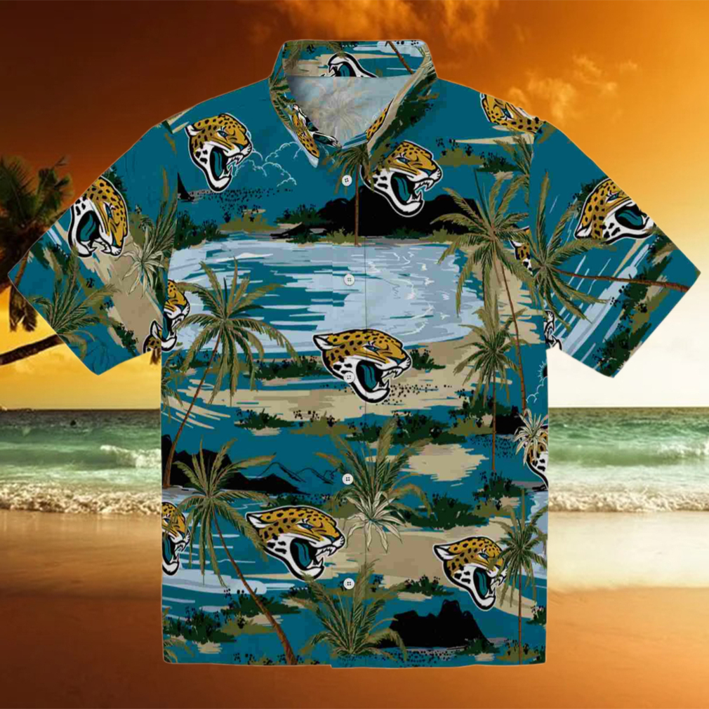 Jacksonville Jaguars Palm Horizon Teal Hawaiian Shirt Jacksonville Jaguars Palm Horizon Teal Hawaiian Shirt