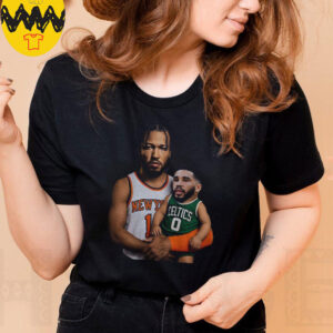 Jalen Brunson carrying baby Jayson Tatum New York Knicks x Boston Celtics 2025 NBA Playoffs shirt