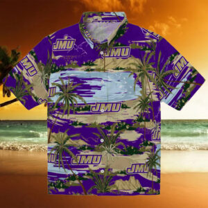 James Madison Dukes Palm Horizon Purple Hawaiian Shirt