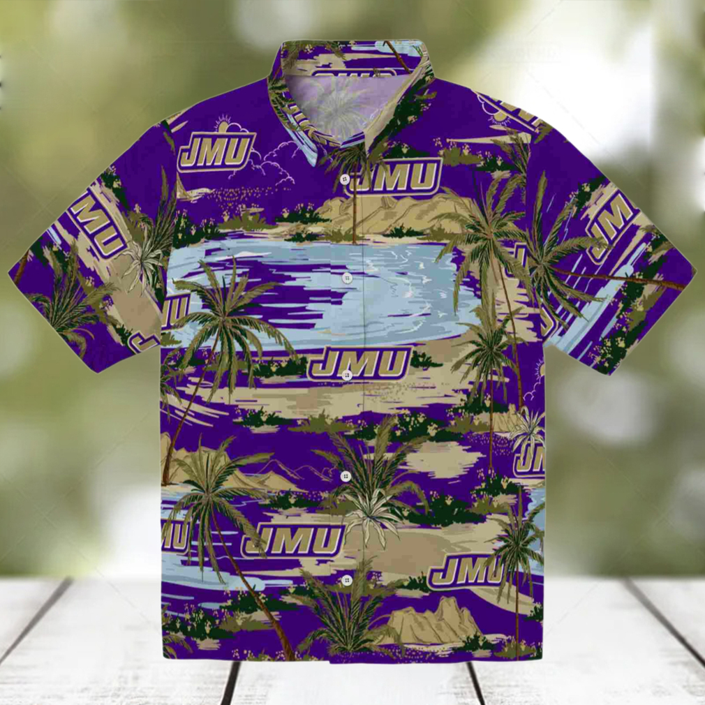 James Madison Dukes Palm Horizon Purple Hawaiian Shirt James Madison Dukes Palm Horizon Purple Hawaiian Shirt