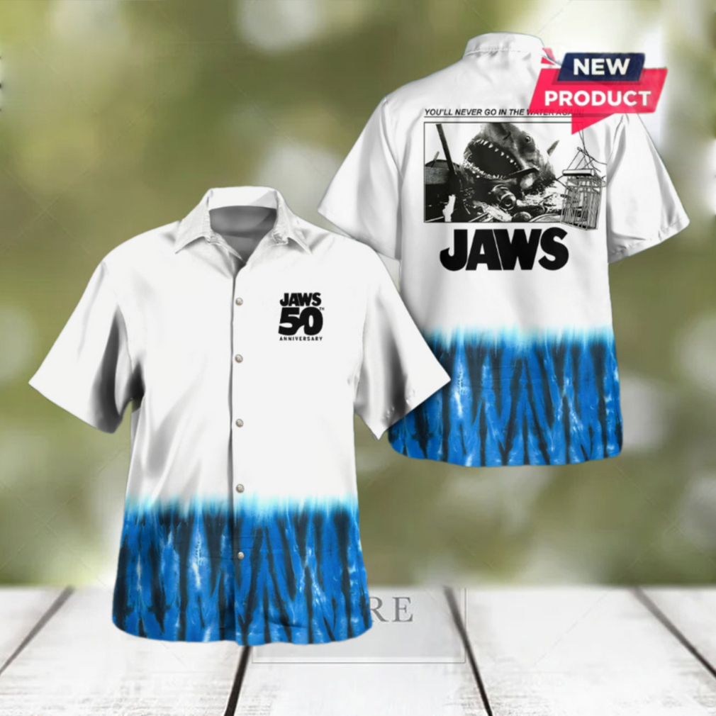 Jaws 50 Year Anniversary 3D Shark Hawaiian Shirt Jaws 50 Year Anniversary 3D Shark Hawaiian Shirt