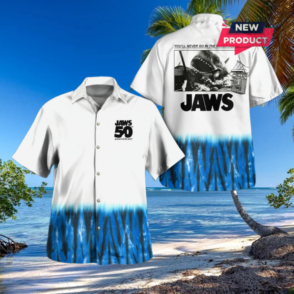Jaws 50 Year Anniversary 3D Shark Hawaiian Shirt Jaws 50 Year Anniversary 3D Shark Hawaiian Shirt