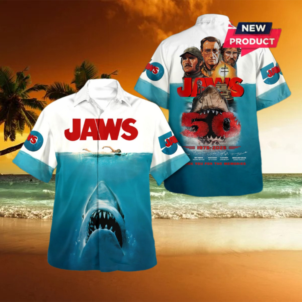 Jaws 50th Anniversary 1975 – 2025 Hawaiian Shirt Jaws 50th Anniversary 1975 – 2025 Hawaiian Shirt
