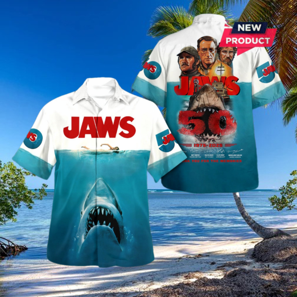 Jaws 50th Anniversary 1975 – 2025 Hawaiian Shirt Jaws 50th Anniversary 1975 – 2025 Hawaiian Shirt