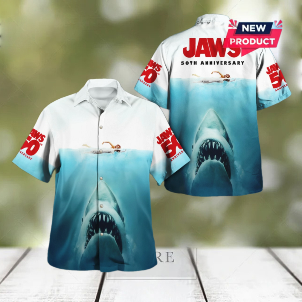 Jaws 50th Anniversary 2025 Summer Hawaiian Shirt Jaws 50th Anniversary 2025 Summer Hawaiian Shirt