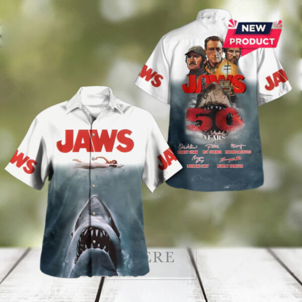 Jaws 50th Anniversary Signatures Hawaiian Shirt