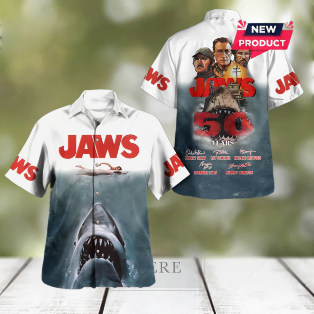 Jaws 50th Anniversary Signatures Hawaiian Shirt Jaws 50th Anniversary Signatures Hawaiian Shirt