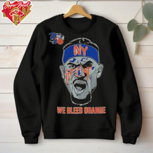 Josh Hart bloodied face New York Knicks We Bleed Orange cartoon shirt