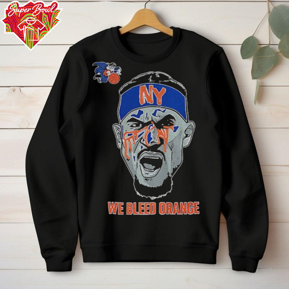 Josh Hart bloodied face New York Knicks We Bleed Orange cartoon shirt Josh Hart bloodied face New York Knicks We Bleed Orange cartoon shirt