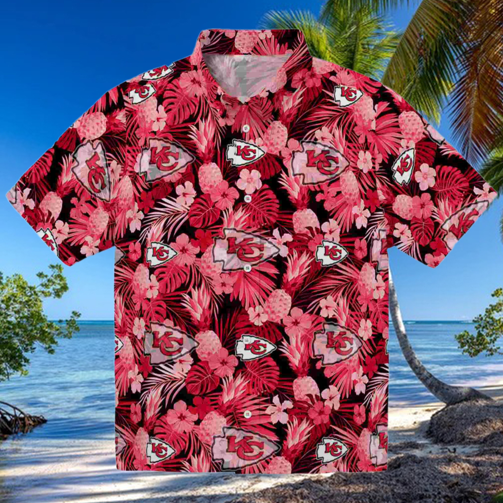 Kansas City Chiefs Floral Pineapple Red Hawaiian Shirt Kansas City Chiefs Floral Pineapple Red Hawaiian Shirt