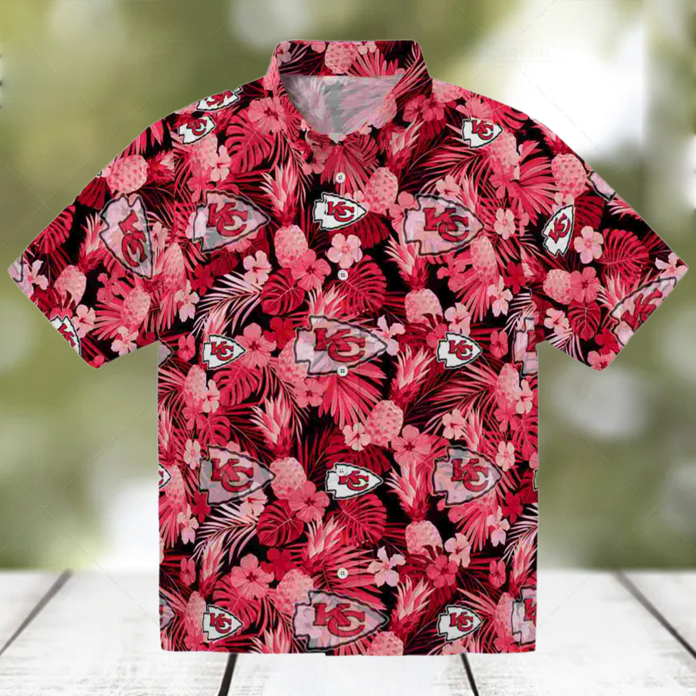 Kansas City Chiefs Floral Pineapple Red Hawaiian Shirt Kansas City Chiefs Floral Pineapple Red Hawaiian Shirt